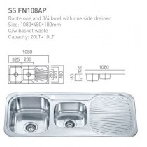 ECT Dante one and 3/4 bowl with one side drainer 1080*480*180mm